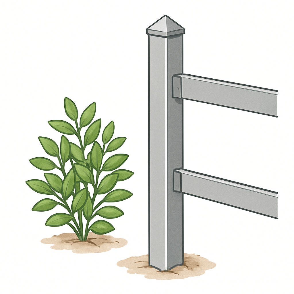 Aluminium-Zaunpfosten – KI-Sortimentsillustration